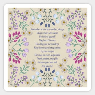 Love One Another Quote with Flowers by MarcyBrennanArt Sticker